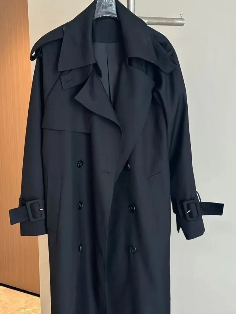 

Женское пальто средней длины оверсайз для повседневной носки, до колен, простой дизайн, из полиэфирного волокна, длинный пиджак-жакет