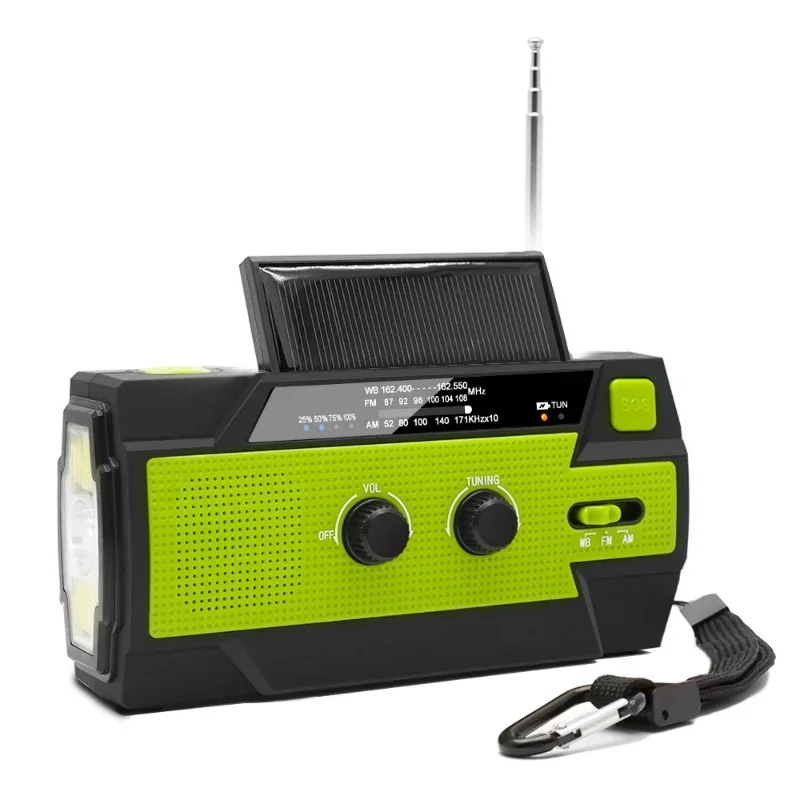 Multi Function AM / FM / WB Radio Manually Turn on The Power Pack of Solar / Emergency Light Outdoor SOS Alarm Radio