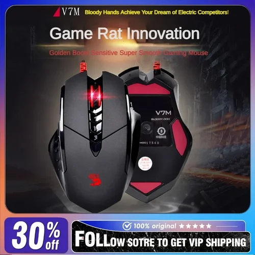 Ratón con cable Bloody V7M, diseño ergonómico ligero RGB, 4000dpi, Pc, oficina, deportes electrónicos, Gaming, ratón de programación Macro para CF LOL CS