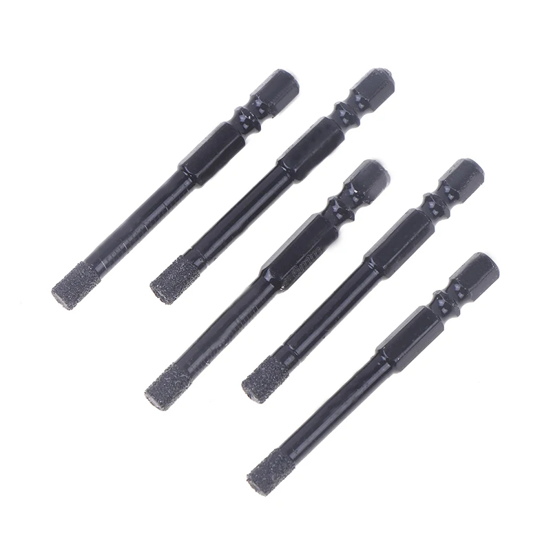 5Pcs 6mm Dry Diamond Drill Bits Set Vacuum Brazed Core Drill Bit Kit Quick Change Hex Shank For Porcelain Granite Tile Marble