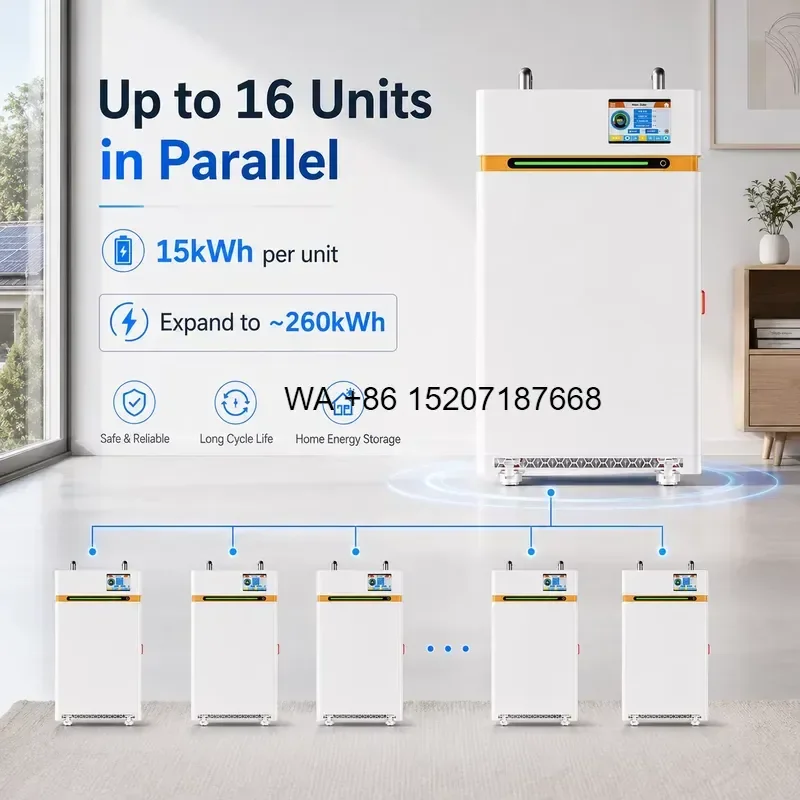 Wmwmnu 15kWh Vertical Home Battery LiFePO4 48V 51.2V Floor Standing Energy Storage Cabinet with Smart BMS for Whole House
