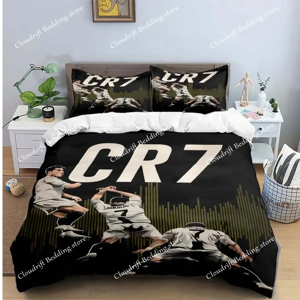 3D NEW Duvet Cover Pillowcase Bedding Set Football CR7 R-Ronaldos Adult Boy Girl Bedroom Decoration Children Single Double Large