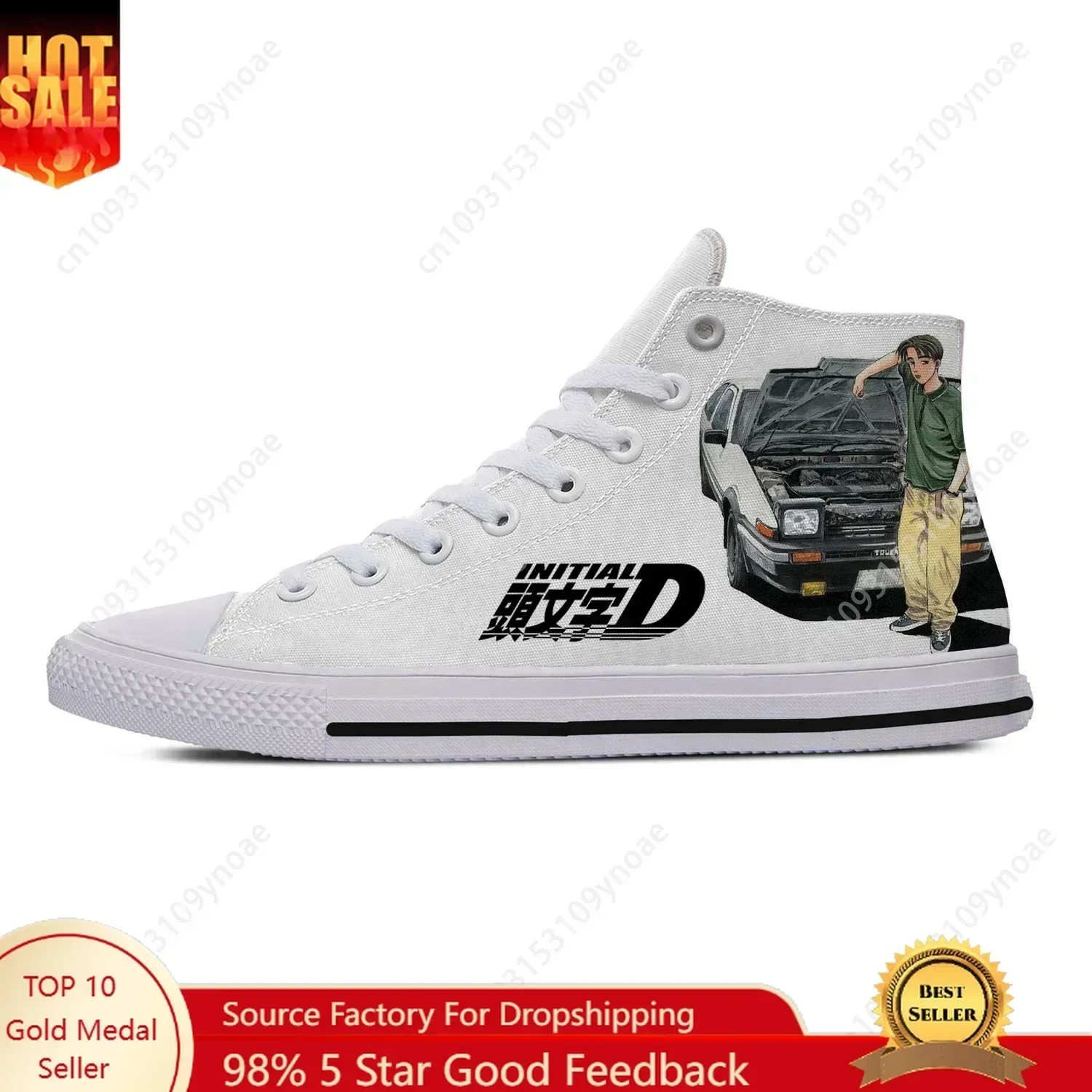 

Japanese Anime Initial D High Top Sneakers High Quality Mens Womens Teenager Canvas Sneaker Casual Couple Shoes Custom Shoe