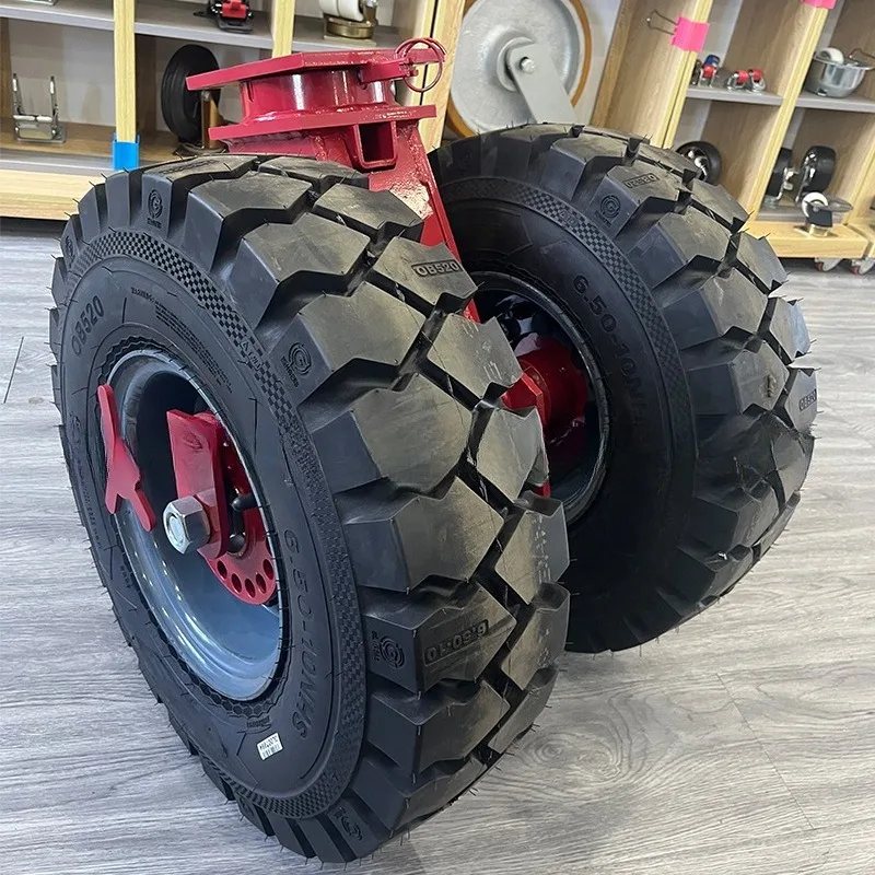 22 inch high load container moving wheel 8 tons inflatable rubber universal wheel