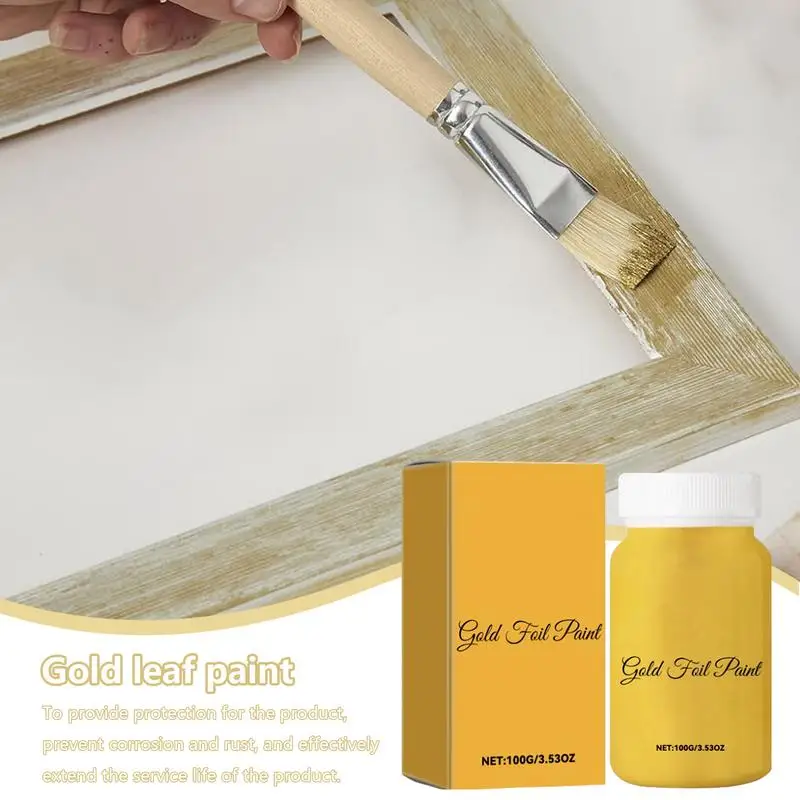 Cat Foil emas 100g cat kayu, berbahan logam untuk dekorasi rumah DIY lemari kayu dekorasi rumah cat kerajinan cat