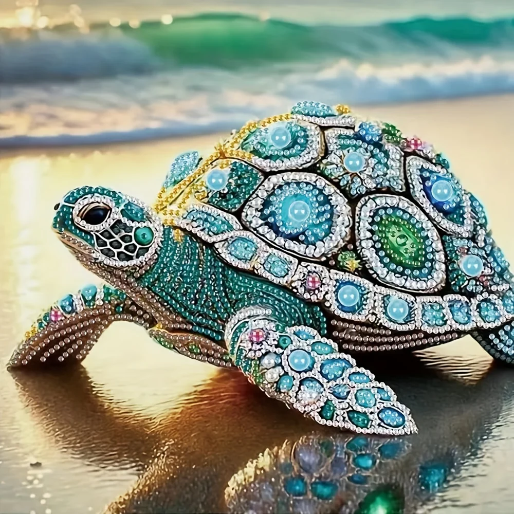 5D Alien Diamond Painting Turtle, DIY Alien Diamond Art Set, Adult Diamond Painting Set, Crystal Diamond Painter Wall Decoration