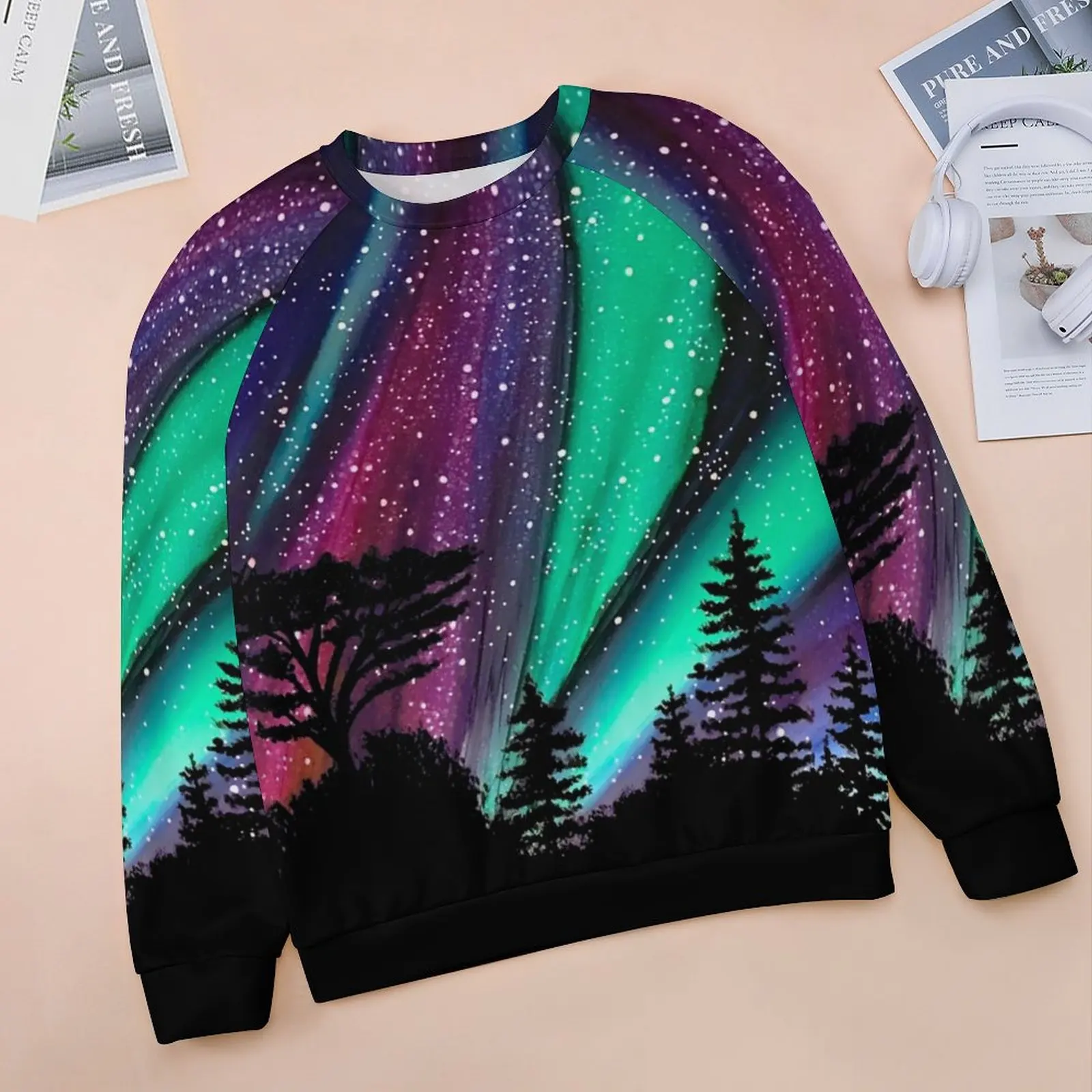 Felpe con cappuccio Casual con stampa Mystic Forest autunno Northern Lights Cool felpa con cappuccio donna manica lunga oversize Street Wear Design felpe