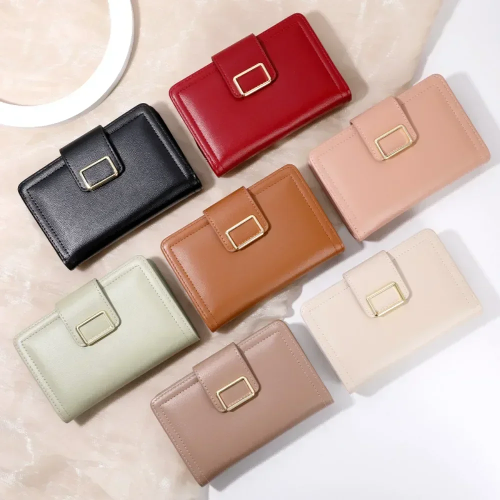 

Multiple Card Positions Wallet New Korean Style PU Handheld Bag Solid Color Coin Purse Women Slimwallet Wallets for Women