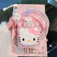 New DIY High Quality Hello Kitty Charger Data Cable Case Protector and Winding Kit for Apple 18W 20W Charger Adapter