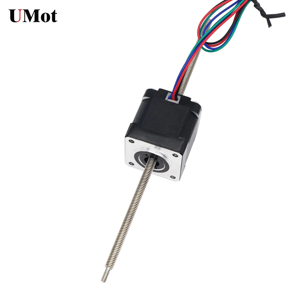 Nema 14 Non Captive Lead Screw Linear Stepper Motor With Screw Length 190mm Lead 2mm Thrust 220mN.m Height 38mm