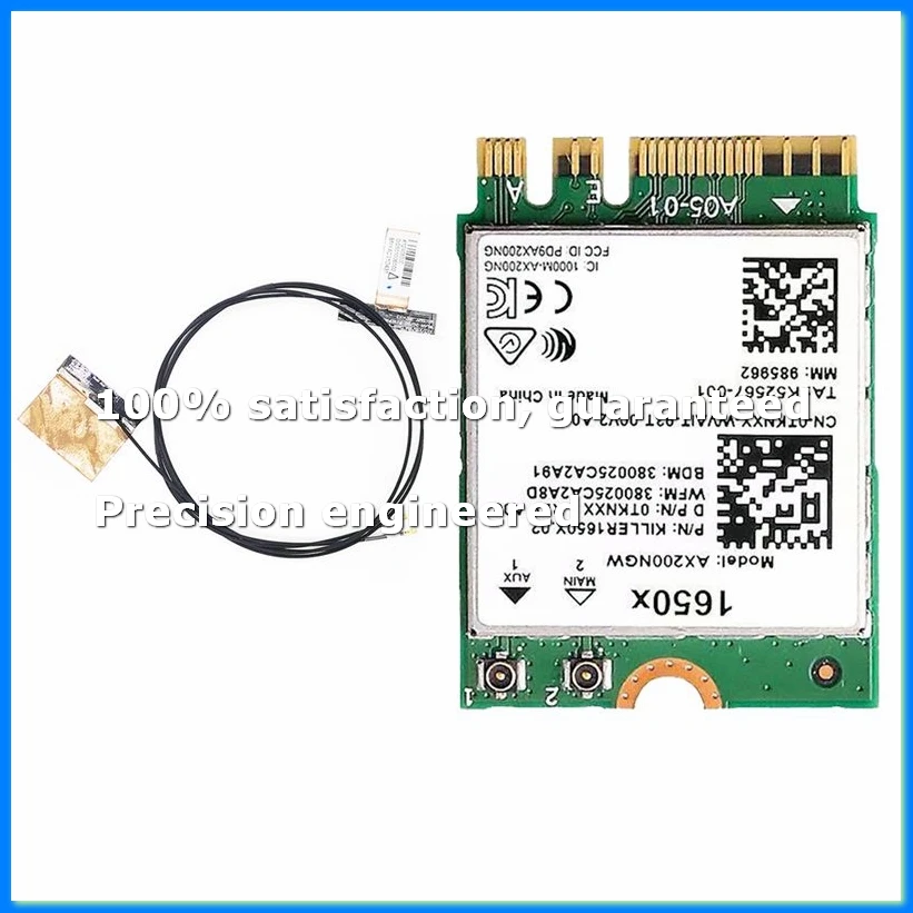 2PackX(For 1650X WiFi Card+Antenna AX200 AX200NGW 3000Mbps 2.4G 5G WiFi 6+BT 5.1 Gigabit Wireless Network Card for Win11)