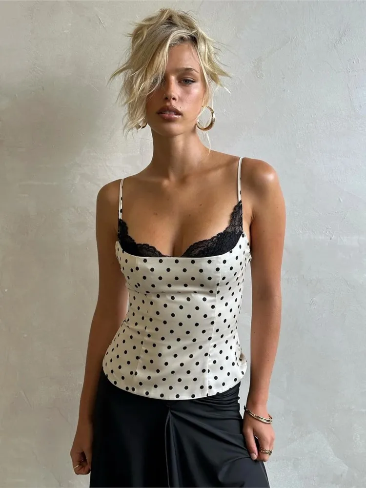 

Women's Clothing Blusas Sexy Lace Polka Dots Tops Backless Vacation Off Shoulder Banquet Elegant Temperament Simple Style Trendy