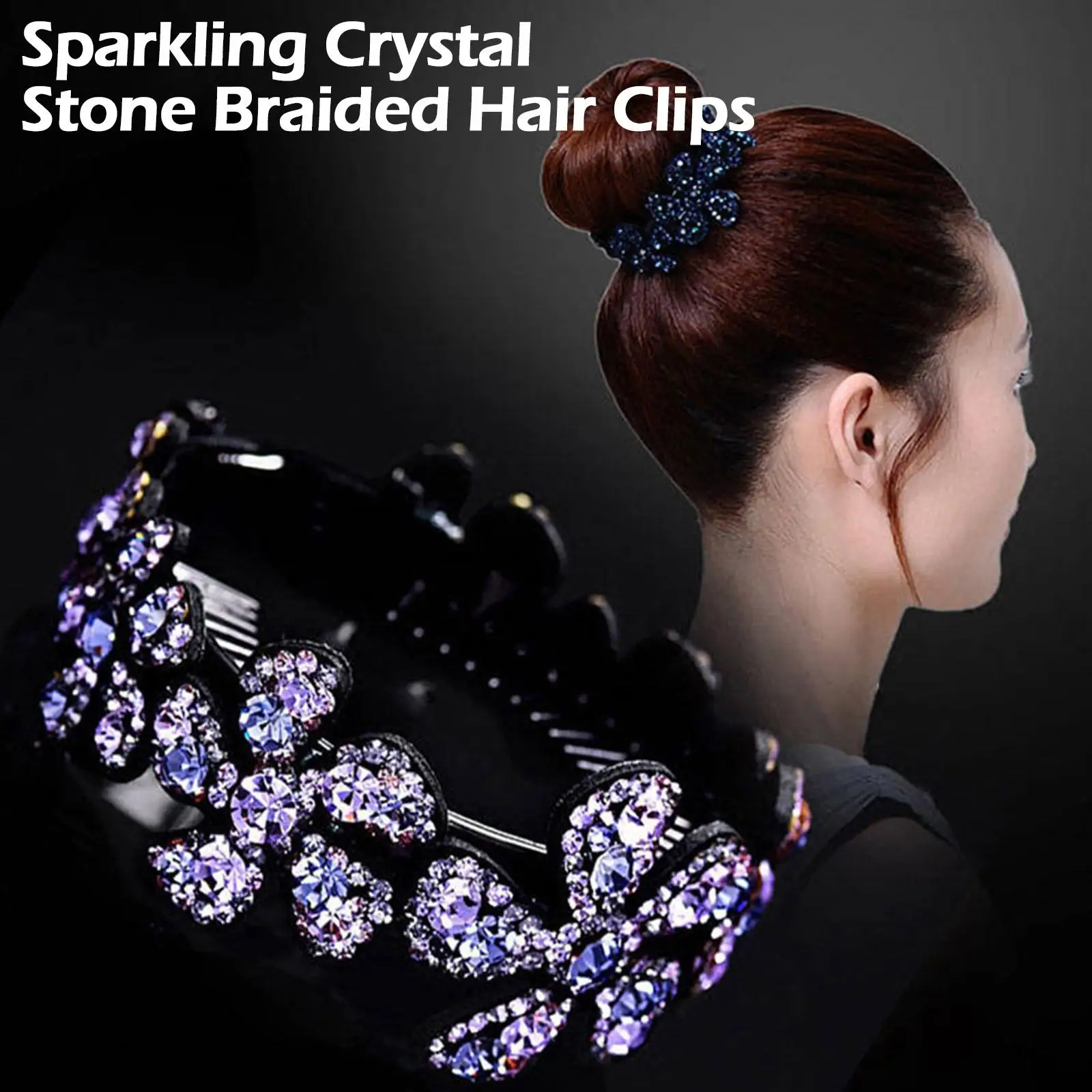 Shiny Rhinestone Flower Ponytail Holder Twist Bun Shaper Crystal Claw, Hair Grips Hair Braided Women Clips Stone Sparkling P4K5