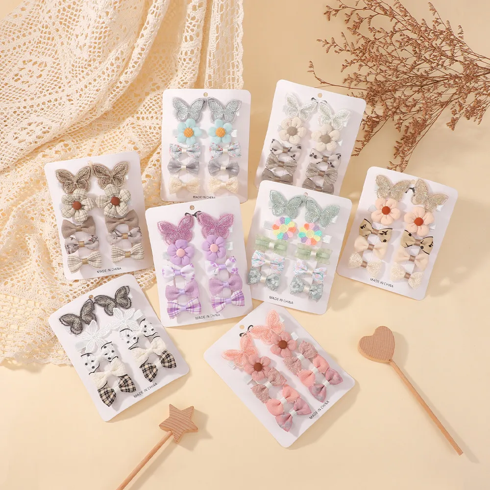 10 шт./компл., изысканная заколка для волос ручной работы с героями мультфильмов для девочек, милые тканевые заколки с бантом для волос для малышей, аксессуары для волос, подарки