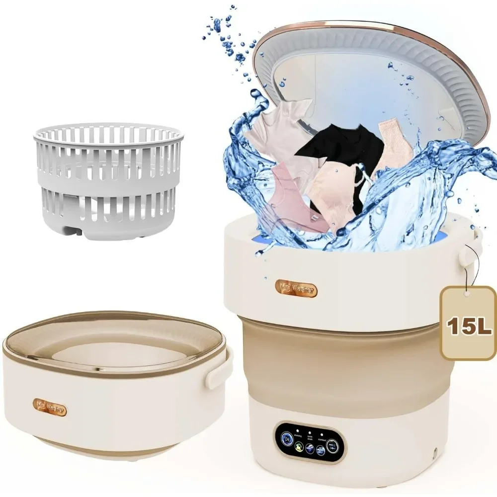 

Portable Washing Machine 15L Washing and Dryer Machine, Mini Washer with Spin for Travel,Apartment, Baby Clothes, Socks