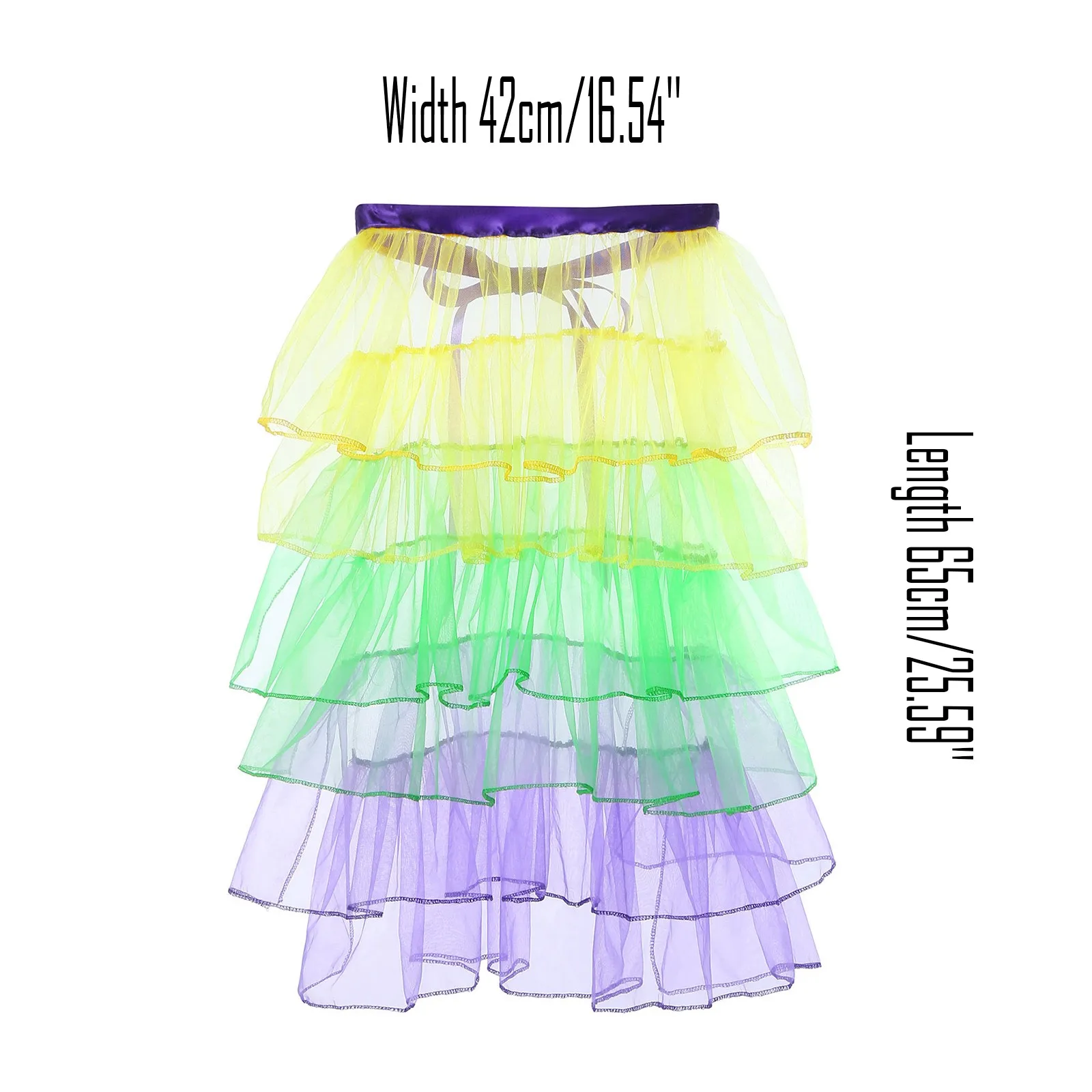 Demi-jupon de carnaval avec point de queue arc-en-ciel, support à lacets, jupes tutu en tulle désossé, robe de Rhde fête de ballet, mini jupon