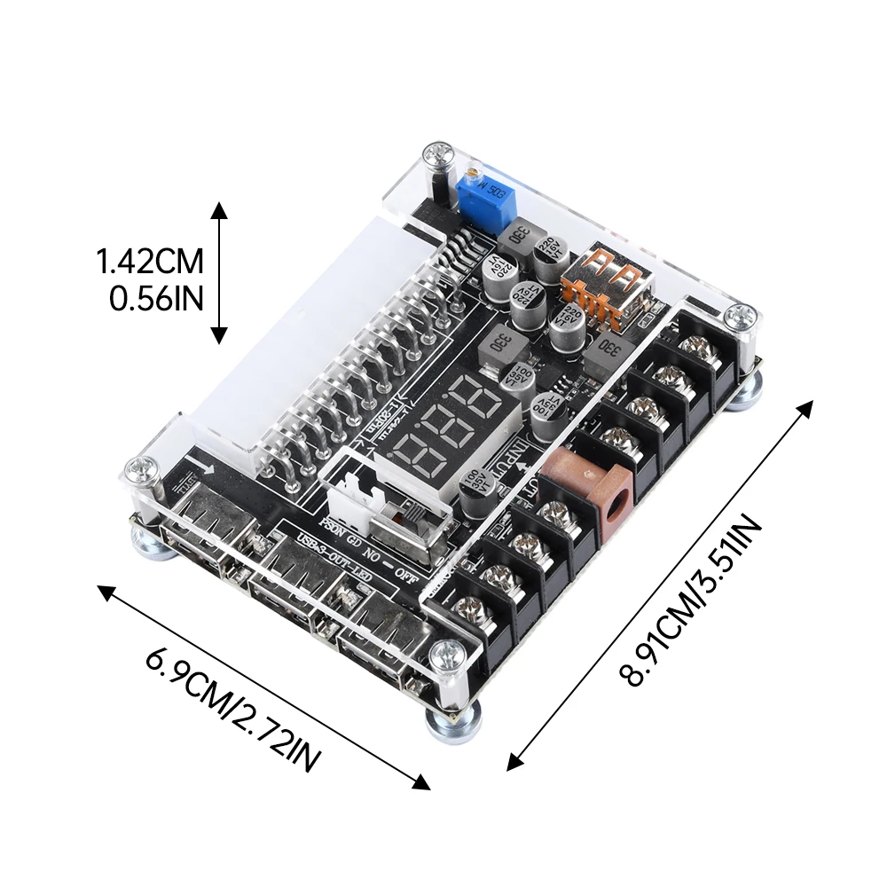 Diymore 20 / 24 Pins ATX Power Supply Breakout Board and Acrylic Case Kit Module Adapter Power Connector With Digital Display