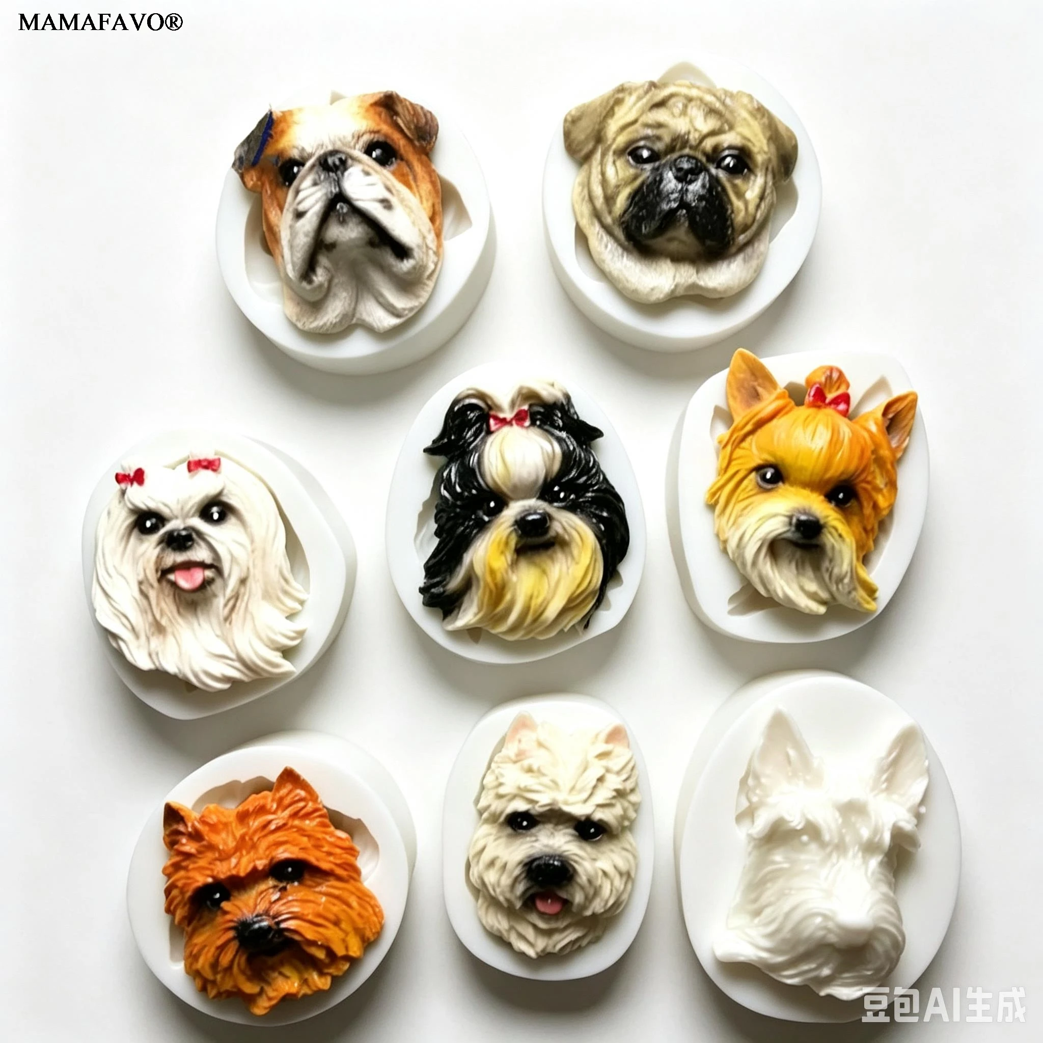 29 Styles Puppy Dog Face UV Resin Silicone Soap Mold Epoxy Cupcake Chocolate Sugar Cake Decorating Plaster Clay Mould M442