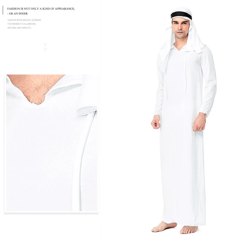 Kostium Cosplay dla dorosłych, arabski książę z Bliskiego Wschodu, biały, długie szaty w stylu Dubajskiego Emira, książę z Dubaju, strój na Halloween, odzież męska, strój narodowy na scenę...