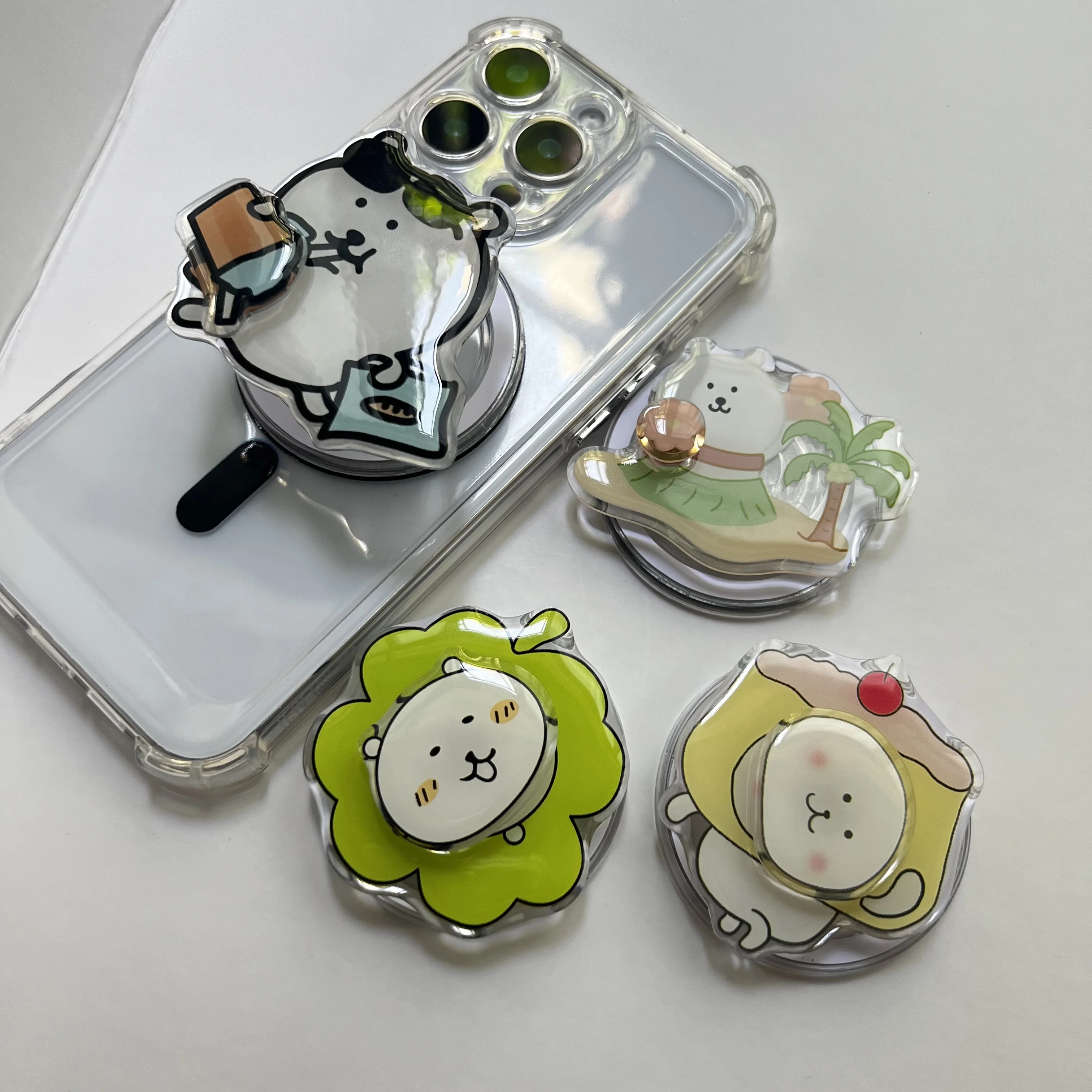 Lindo paquete Emoji fresco y elegante con rotación de 360 grados para soporte de teléfono Magsafe plegable para Iphone Samsung funda de teléfono regalo para niña