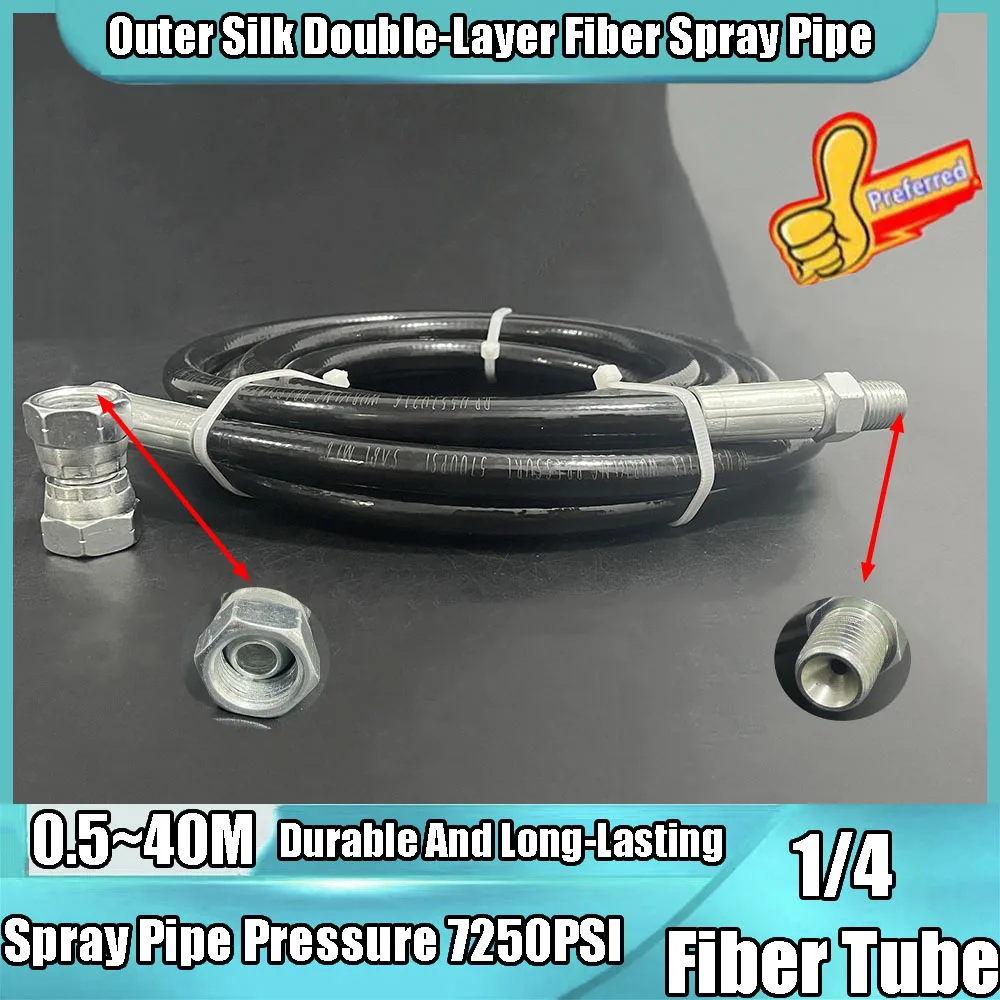 

0.5-40M Airless Spraying Hose, Pressure 7250PSI, 1/4 Inch, Flexible Double-Layer Fiber Tube, Suitable For Spraying Machines