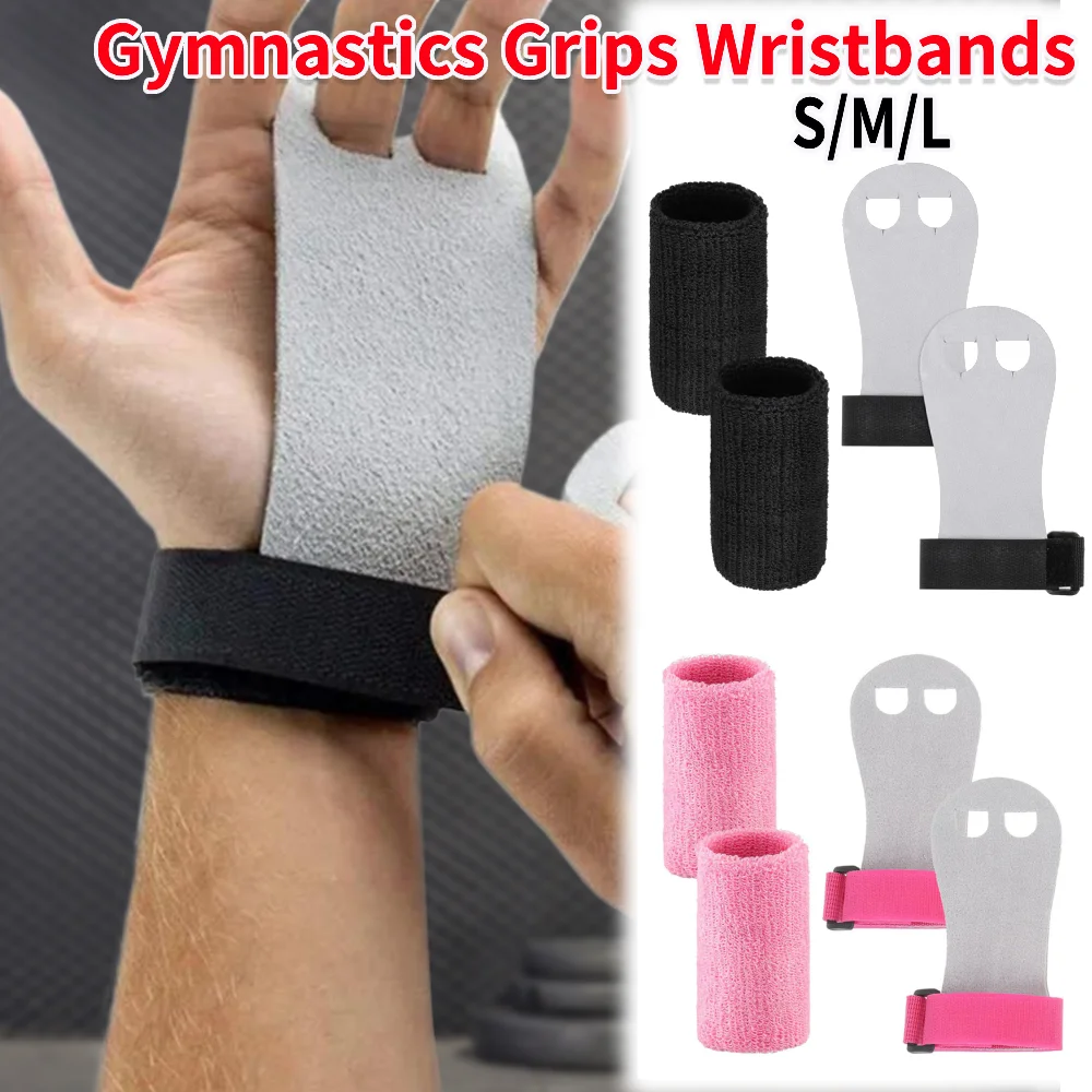 S/M/L Kids Gymnastics Grips Wristbands Sets Anti-slip Gymnastic Hand Grips Gymnastic Bar Palm Protector Wrist Support for Youth