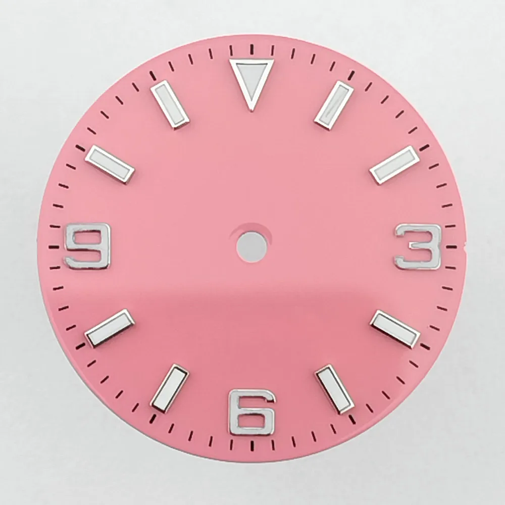 28,5 mm Zifferblatt, passend für NH35/8215/2824 Uhrwerk, BGW9, blau leuchtend, grün, rosa, hellblau, Uhrenzifferblätter, Uhrenteile, individuelles LOGO, Name – Detail 12