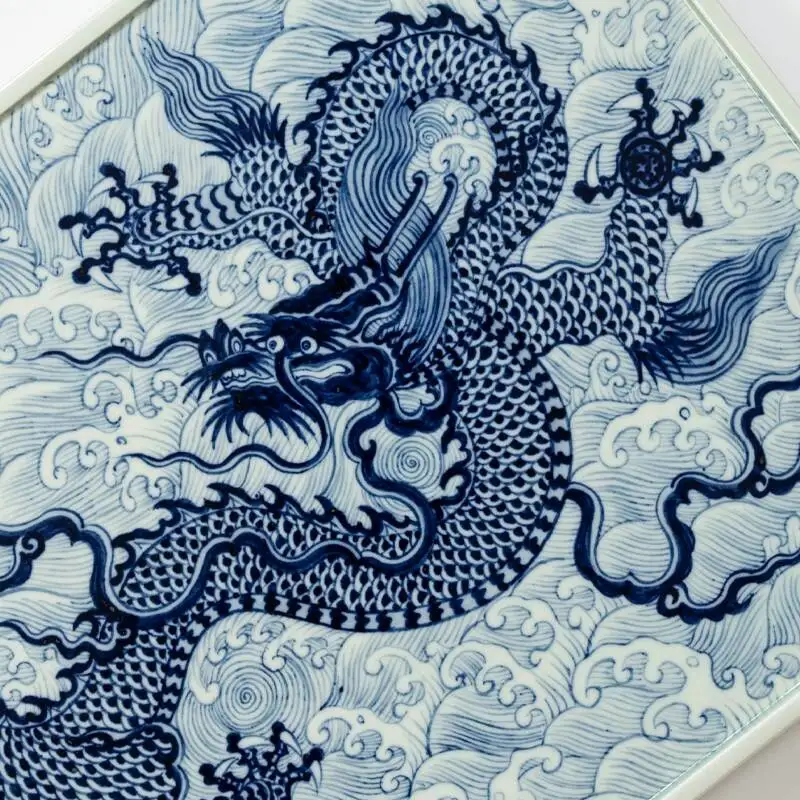 Holy Mountain Antique-Style Ming Dynasty Blue And White Dragon Soaring Over The Four Seas Jingdezhen Ceramic Set Dry Brewing