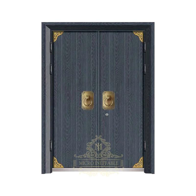 Portes doubles en acier pour villa, aluminium moulé, qualité supérieure, design de luxe, sécurité extérieure, Bullet Verde