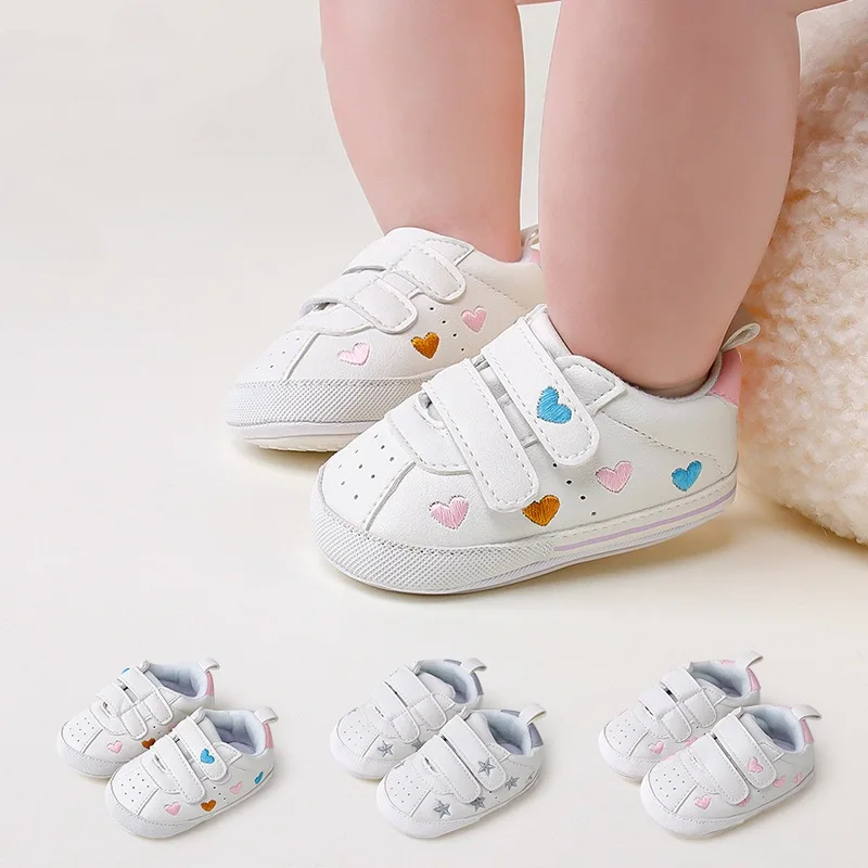 

Baby Walking Shoes 0-1 Year Old Spring and Autumn Soft Sole Single Shoes Heart-Shaped Star Rubber Sole Learning Shoes