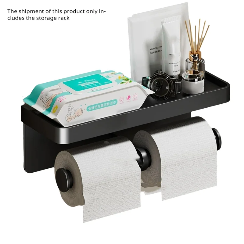 ABDJ-壁掛けアルミ合金トイレットペーパーホルダートイレットペーパー棚電話スタンド浴室用家庭用