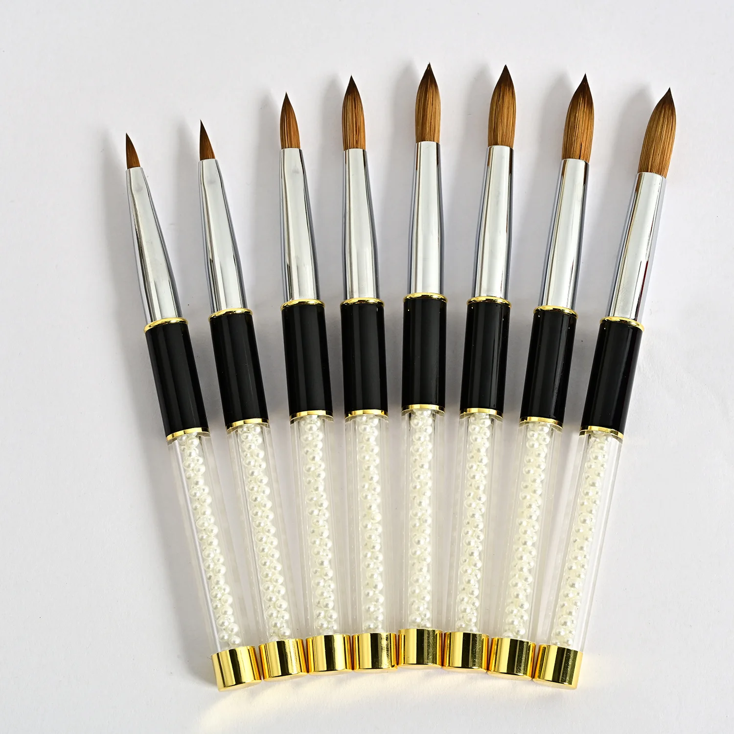Pearl Handle Kolinsky Sable Liner Brushes Set - Pure Hair Detailing & Painting Brushes for Fine Lines and Floral Nail Art