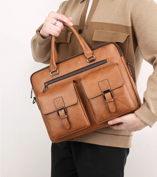 New high quality pu leather bags for men briefcase wallet design business briefcase sling handbags