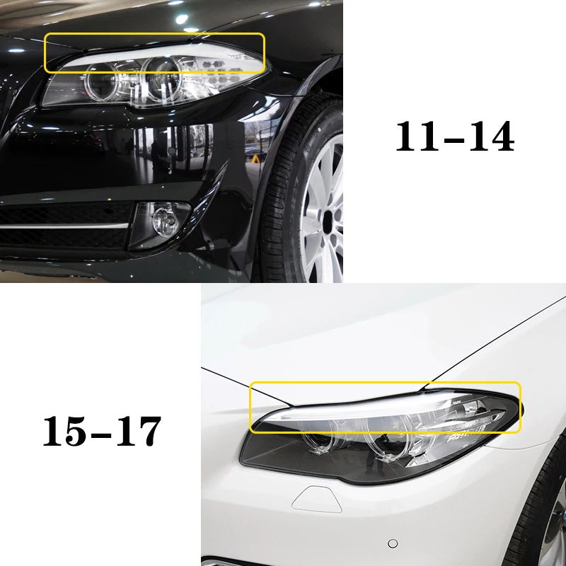 For BMW 5 Series F10 F11 F18 535i 525i 520i 530i Car Headlight Eyebrow Eyelid Lamp Light Eyebrows Gloss Black 11-17 Accessories