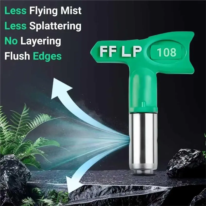 ABBO-لطرف رش بدون هواء 312، لمسة نهائية منخفضة الضغط، حجم المطلم 6 إلى 8 بوصة، حجم الخيط 7/8 بوصة لبنادق رش الطلاء بدون هواء #4