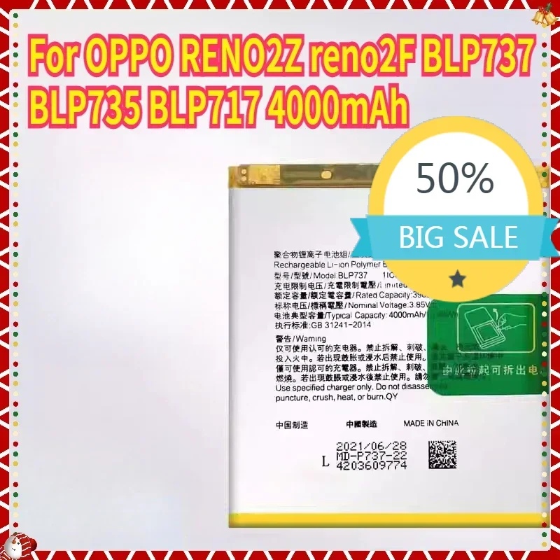 

New Phone Battery for OPPO RENO2Z Reno2F BLP737 BLP735 BLP717 4000mAh