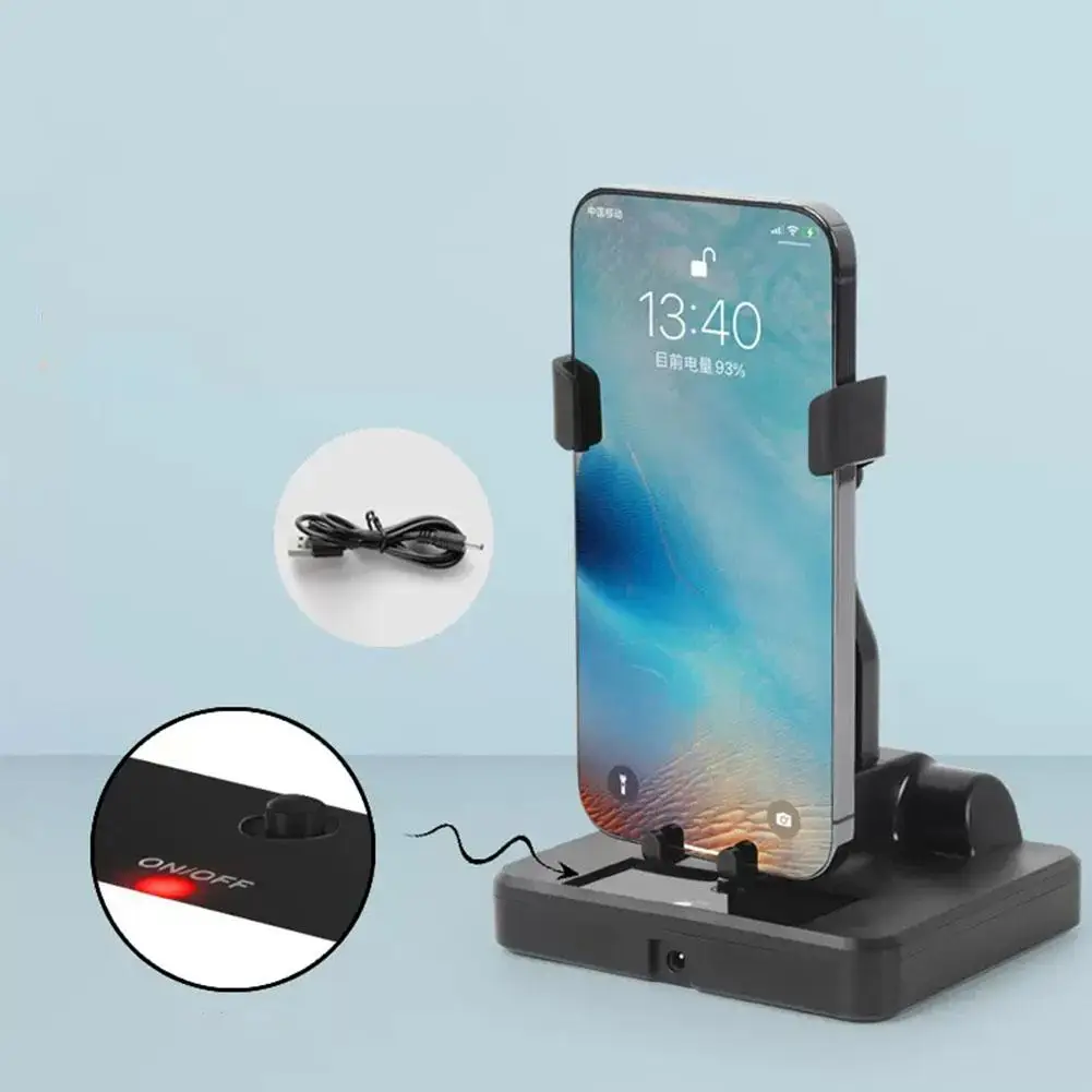 Mobile Phone Automatic Step Shaker Desk Mute Black Phone Stand Holder Automatic Swing Shake Support