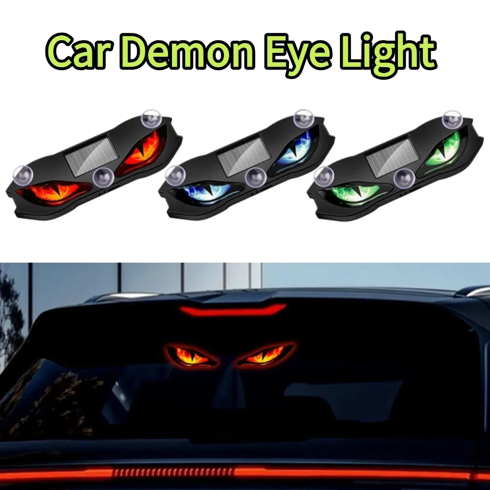 Car Demon Eye Lights Solar Powered Warning Signs Dynamic Signal Indicators Windshield Window Ambient Lamp Auto Accessories 1PCS