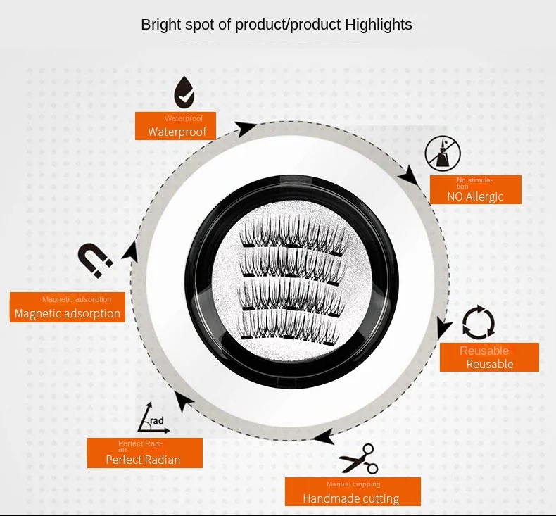 3 magnetische falsche Wimpern handgemachte natürliche kleber freie magnetische gefälschte Wimpern verlängerungen 3d wieder verwendbare Make-up-Fabrik