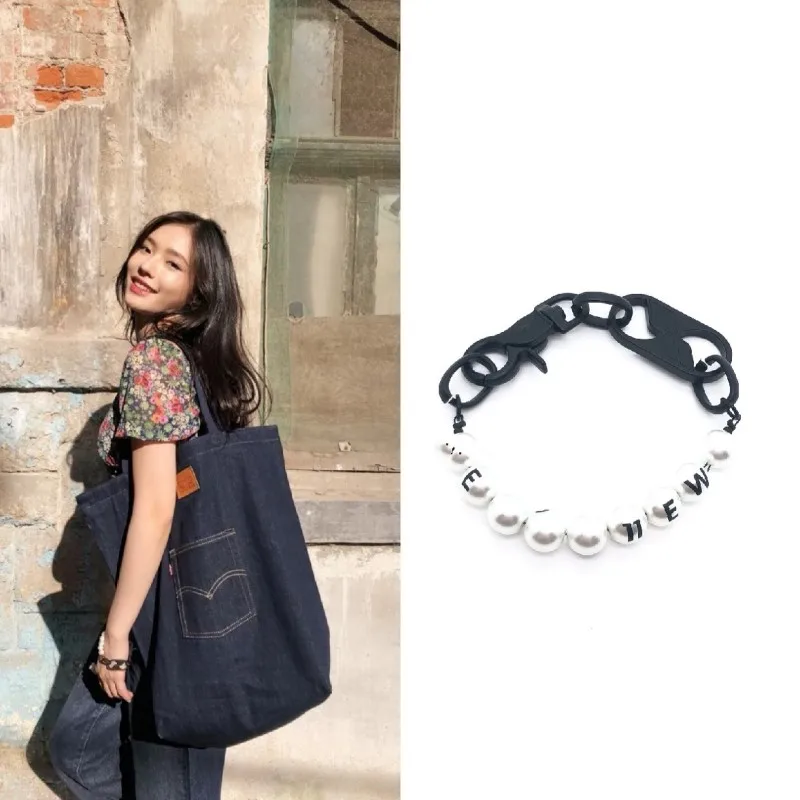 2022 Korean New SUGA Same Pearl Letter Necklace Hip Hop Fashion Accessories for Men and Women Jewelry Couple Gift