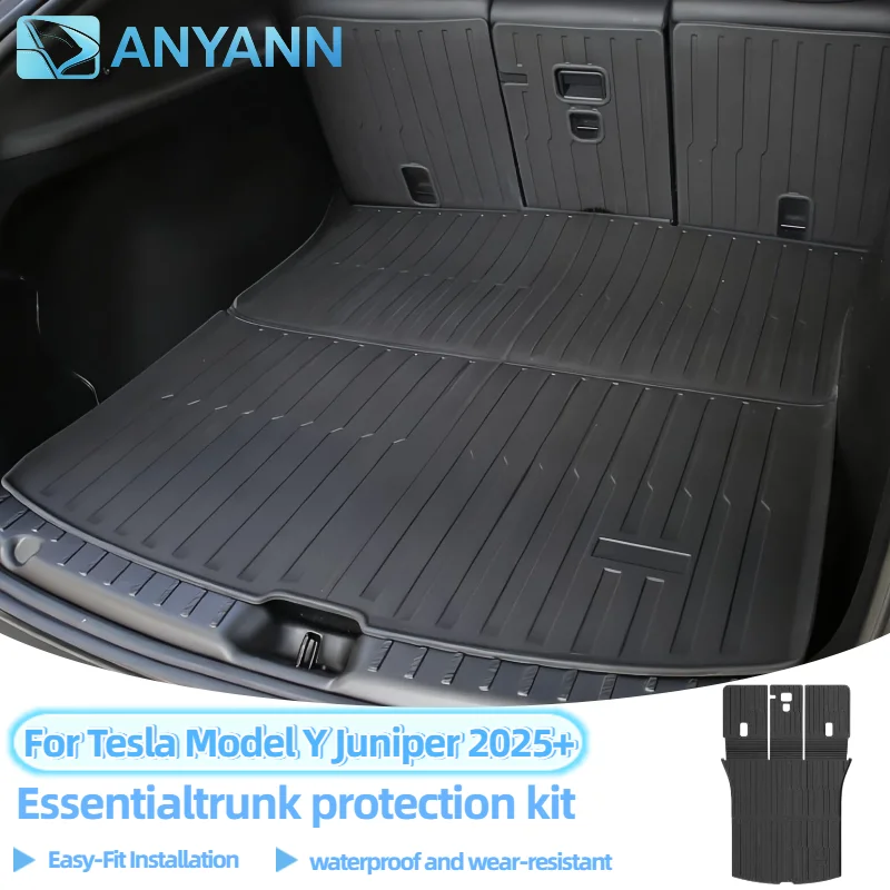 For Tesla Model Y Juniper 2025+ Front Rear Trunk Cargo Liner Waterproof Anti-slip TPE Mats All Weather Interior Accessories