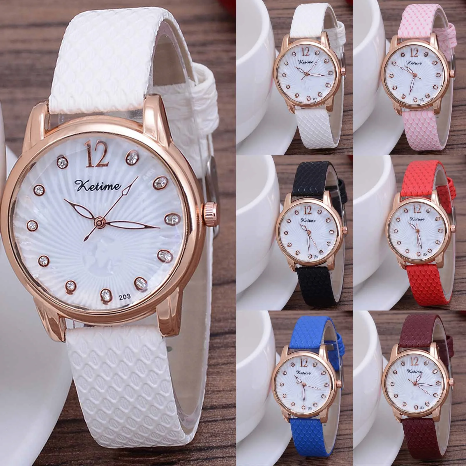 

Watches For Women Elegant Casual S/S Leather Strap Quartz Woman Watch Ladies Colorful Numeral Easy Read Wristwatch