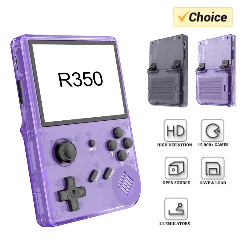 

New R350 Handheld Game Console IPS Screen 12 Simulators Support 64G 15000 Classic Retro Gams Portable Pocket Video Gaming Player