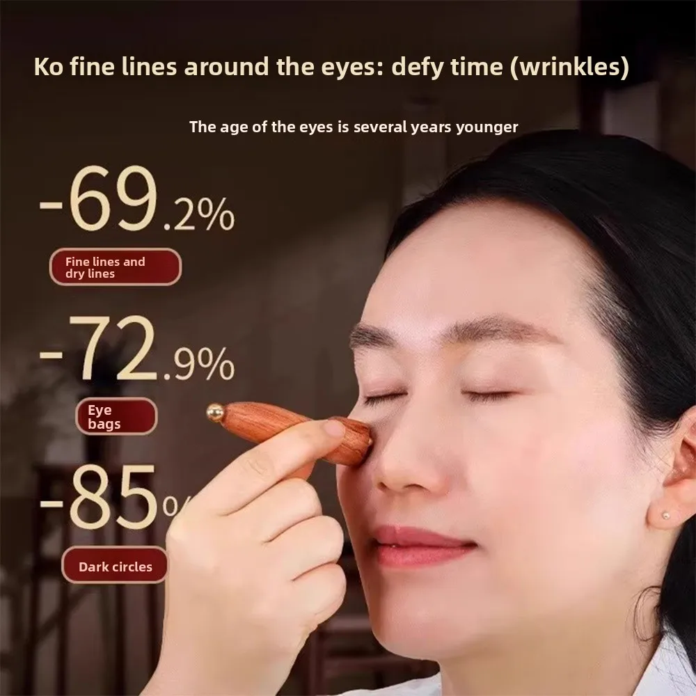Durable Lotus Pod Eye Massager Roller Wooden 5 Teeth Eye Scraping Tendon Stick Mini Skin Care Tool for Relieve Facial Fatigue