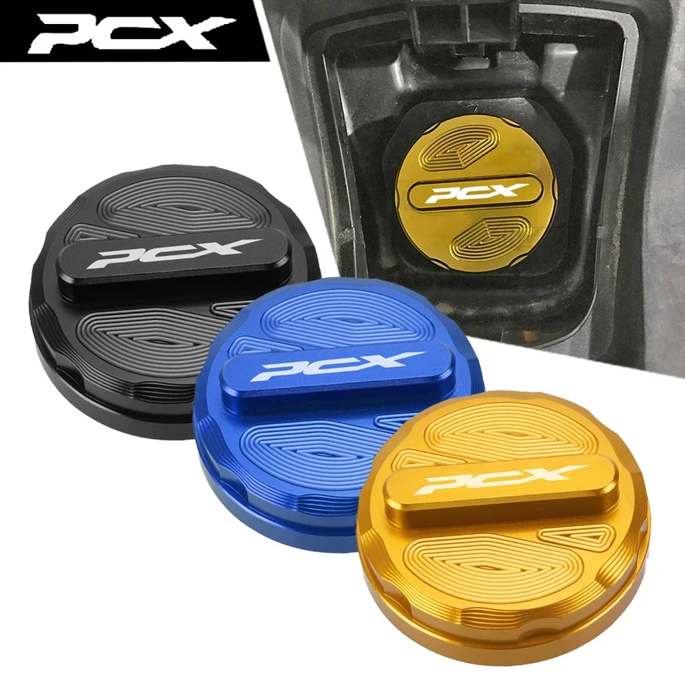 Motorcycle Fuel Tank Cover Petrol Box Cap CNC Aluminum Accessories For Honda PCX 125 150 160 200 EV HP MPG PCX160-CBS 2018-2021