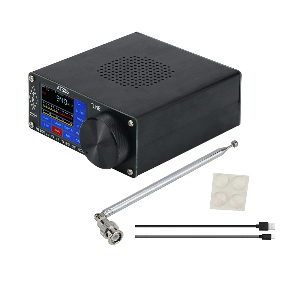 

ATS-25 Si4732 Full-Band Radio Receiver DSP Receiver FM LW (MW and SW) and SSB with 2.4Inch Touch Screen with Antenna