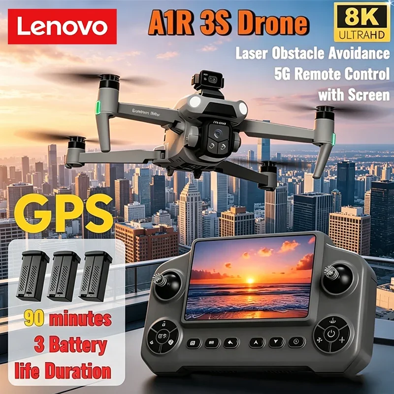 레노버 A1R 3S GPS 드론 8K 전문가용 브러시리스 레이저 장애물 회피 공중 광학 접이식 쿼드콥터 미니 4K 드론