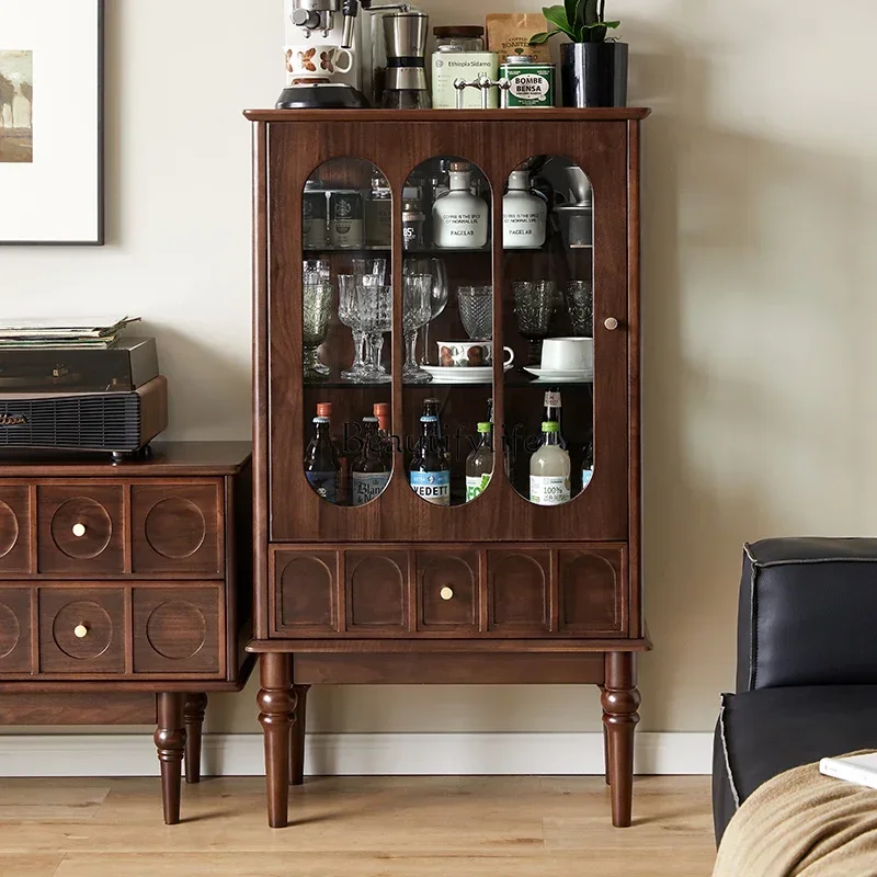 

FG17Solid wood display cabinet Household display cabinet Living room transparent glass shelf