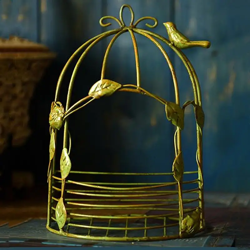 

Vintage Leaves Wall Hanging Decorative Bird Cage Half Bird Cage Gardening Decorative Flower Pot Succulent Planting