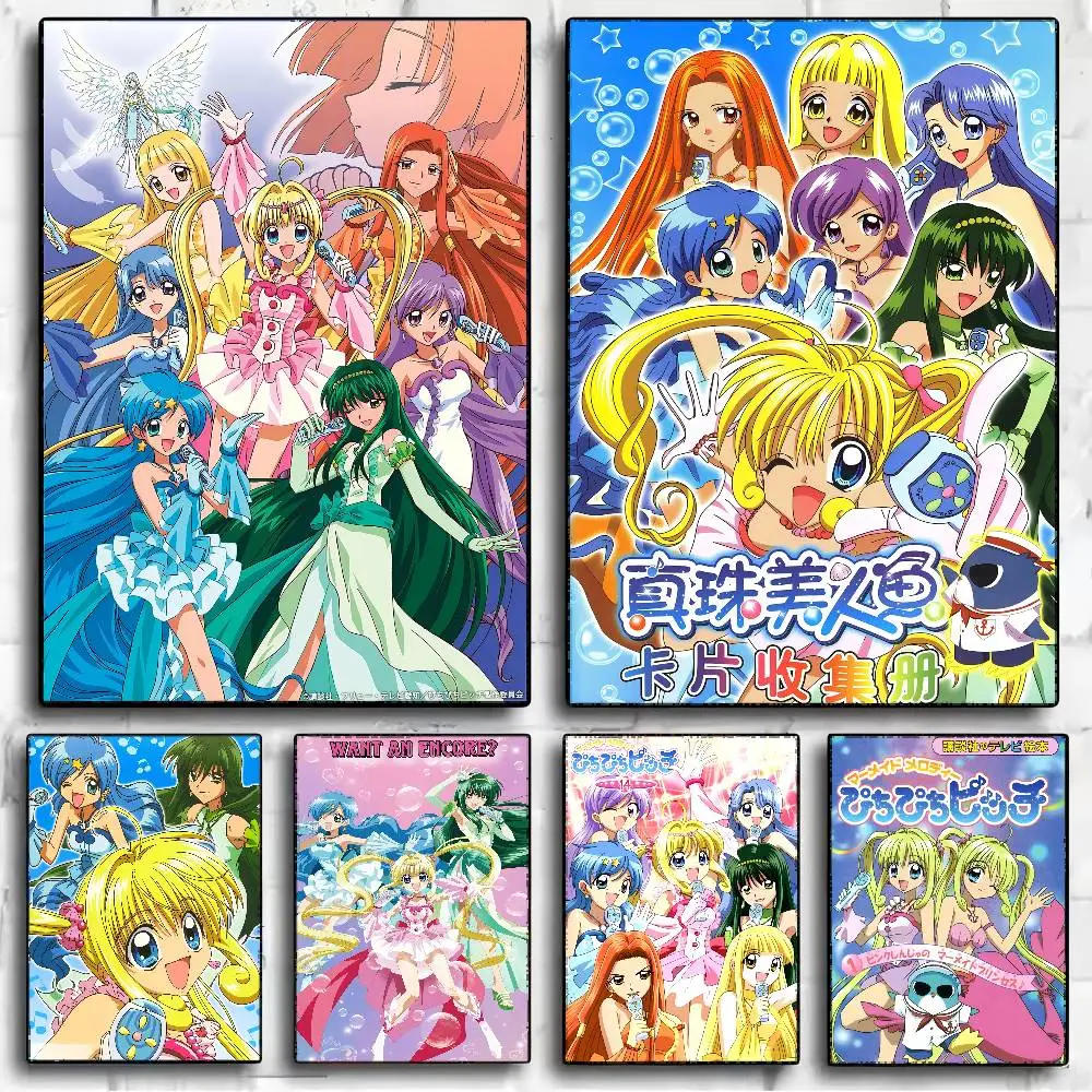 Mermaid Melody Anime Classic Movie Poster Wasserfester Papieraufkleber Kaffeehaus Bar Dekor Kunst Wandaufkleber